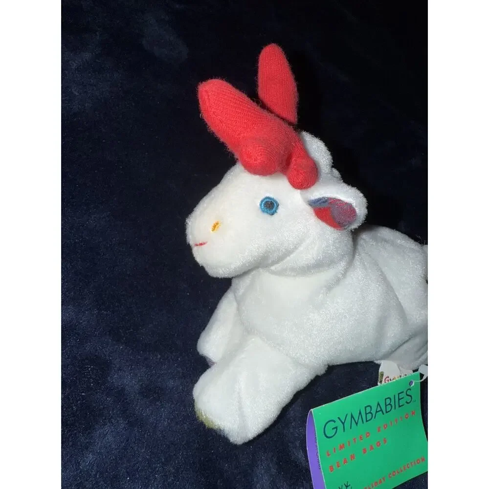 NEW VTG Gymboree Gymbabies Beanbag Plush Reindeer Red Antlers Plaid Christmas